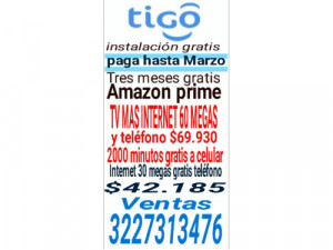 Tigo Televisión más internet 60 megas y teléfono pag...